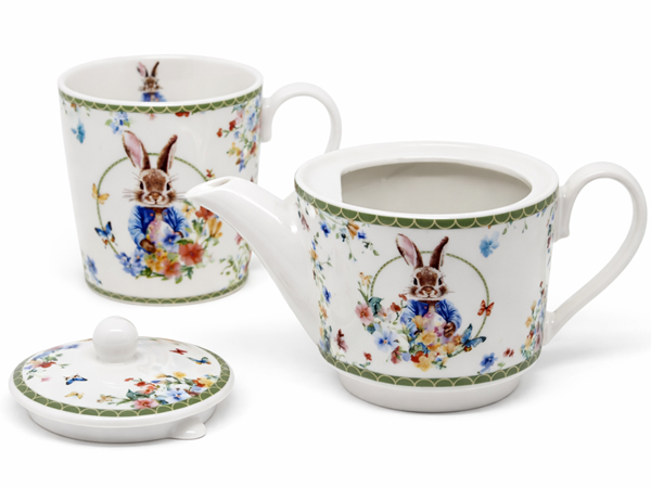 ZESTAW TEA FOR ONE WIELKANOC KRÓLIK KWIATY 20,5X18,5