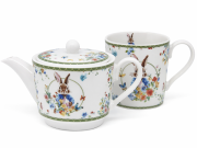ZESTAW TEA FOR ONE WIELKANOC KRÓLIK KWIATY 20,5X18,5