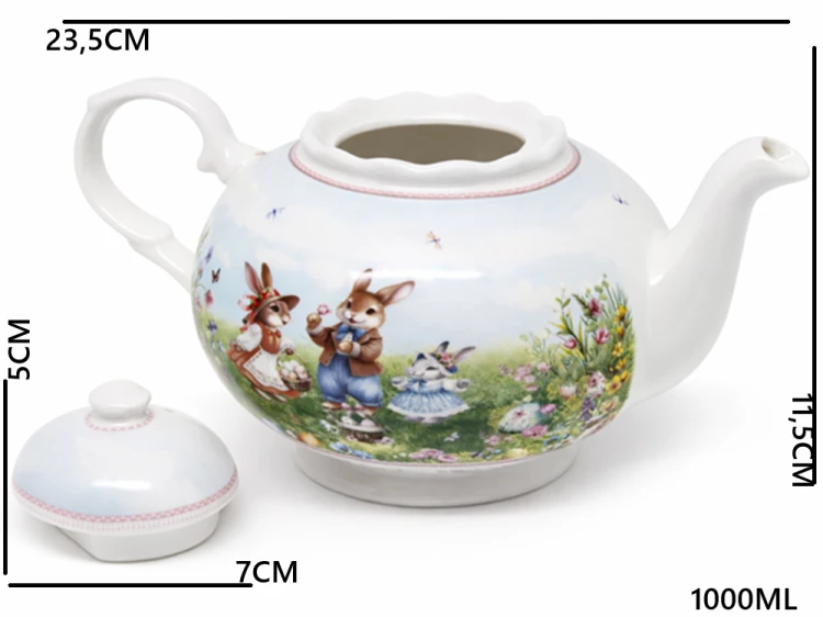 DZBANEK IMBRYK DO HERBATY WIELKANOC ZAJĄCZKI 1000ML
