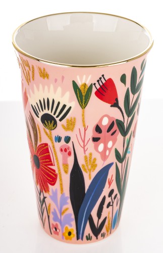 KUBEK PORCELANOWY XXL 700ML KWIATY PREZENT 16,5x14,5CM
