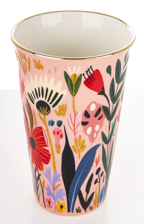 KUBEK PORCELANOWY XXL 700ML KWIATY PREZENT 16,5x14,5CM