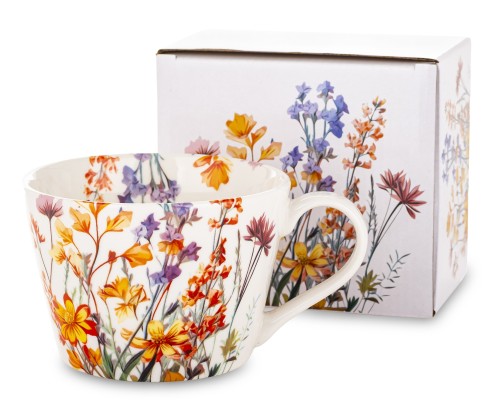 KUBEK PORCELANOWY 450ML KWIATY 8x15CM
