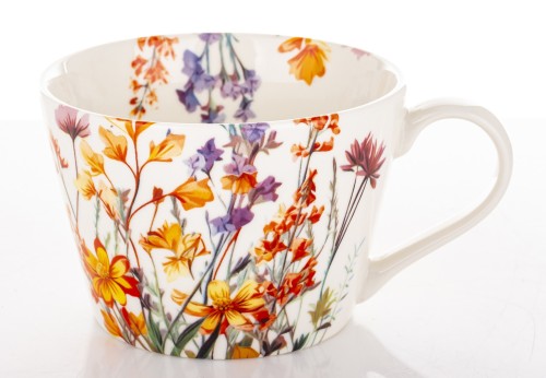 KUBEK PORCELANOWY 450ML KWIATY 8x15CM