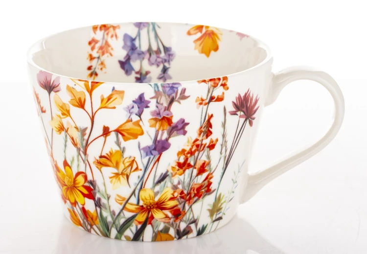 KUBEK PORCELANOWY 450ML KWIATY 8x15CM