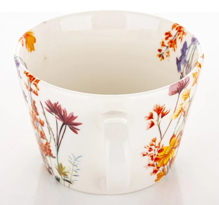 KUBEK PORCELANOWY 450ML KWIATY 8x15CM