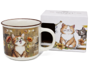 KUBEK CERAMICZNY KOT Z KWIATAMI PREZENT DLA KOCIARY 400ML 9x13CM