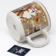 KUBEK CERAMICZNY KOT Z KWIATAMI PREZENT DLA KOCIARY 400ML 9x13CM
