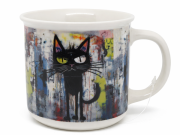 KUBEK CERAMICZNY 400ML CZARNY KOT ART 9x13CM PREZENT DLA KOCIARY