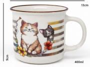 KUBEK CERAMICZNY 400ML KOTKI 9x13CM PREZENT DLA KOCIARY