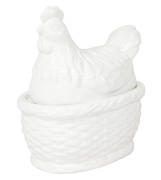 POJEMNIK CERAMICZNY KURA BIAŁY POŁYSK 19x17CM