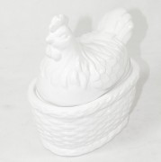 POJEMNIK CERAMICZNY KURA BIAŁY POŁYSK 19x17CM