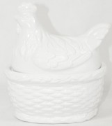 POJEMNIK CERAMICZNY KURA BIAŁY POŁYSK 19x17CM