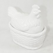 POJEMNIK CERAMICZNY KURA BIAŁY POŁYSK 19x17CM