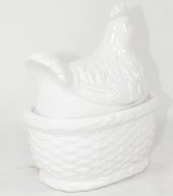 POJEMNIK CERAMICZNY KURA BIAŁY POŁYSK 19x17CM