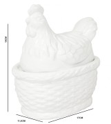 POJEMNIK CERAMICZNY KURA BIAŁY POŁYSK 19x17CM
