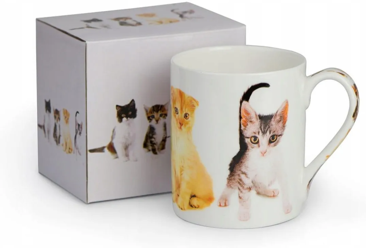 PORCELANOWY KUBEK KOTKI 4 380ML W OZDOBNYM OPAKOWANIU