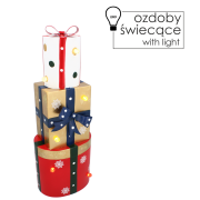 OZDOBA BOŻONAR. METALOWE PREZENTY MIX KSZTAŁTÓW LED 18x13x50CM