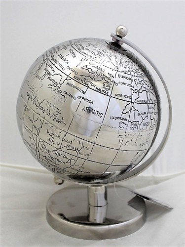 DEKORACYJNY METALOWY GLOBUS 21X16CM
