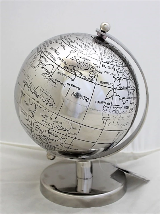 DEKORACYJNY METALOWY GLOBUS 21X16CM