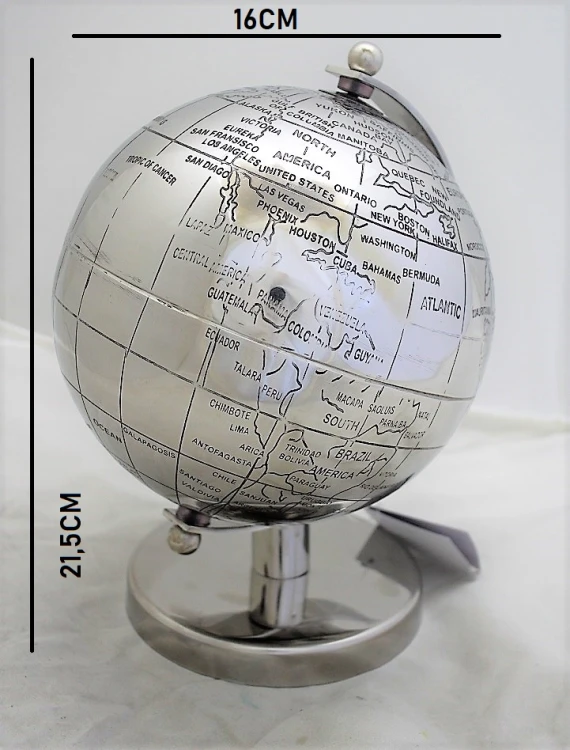 DEKORACYJNY METALOWY GLOBUS 21X16CM