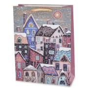 Torebka Papierowa Upominkowa Świąteczna 40x30x12 ZIMOWE MIASTO