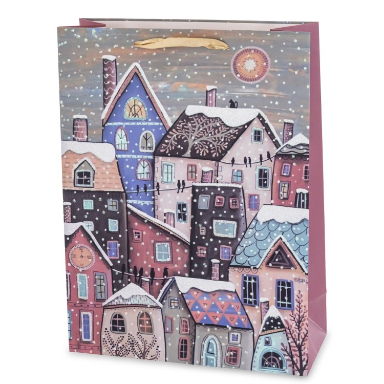 Torebka Papierowa Upominkowa Świąteczna 40x30x12 ZIMOWE MIASTO