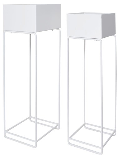 KWIETNIK METAL MAŁY KWADRAT BIAŁY 22x22x75