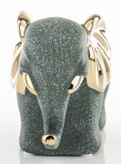 FIGURKA CERAMICZNA SŁOŃ 12x14x7 KOLOR SZARO-ZIELONY ZŁOTE USZY I OGON
