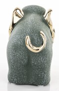 FIGURKA CERAMICZNA SŁOŃ 12x14x7 KOLOR SZARO-ZIELONY ZŁOTE USZY I OGON
