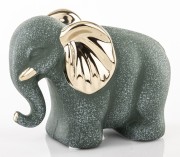 FIGURKA CERAMICZNA SŁOŃ 12x14x7 KOLOR SZARO-ZIELONY ZŁOTE USZY I OGON