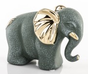 FIGURKA CERAMICZNA SŁOŃ 12x14x7 KOLOR SZARO-ZIELONY ZŁOTE USZY I OGON