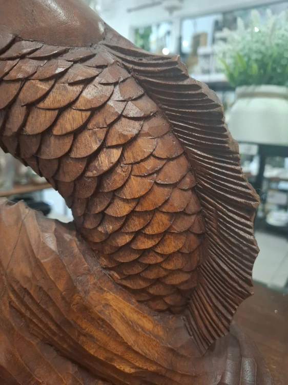 FIGURKA RZEŹBA SYRENY CIEMNE DREWNO 38x53cm