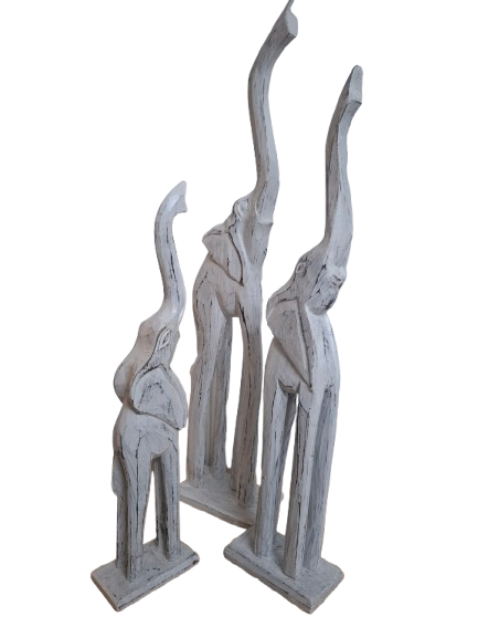 ZESTAW 3 DREWNIANYCH FIGUREK - SŁONIE 60/50/40CM