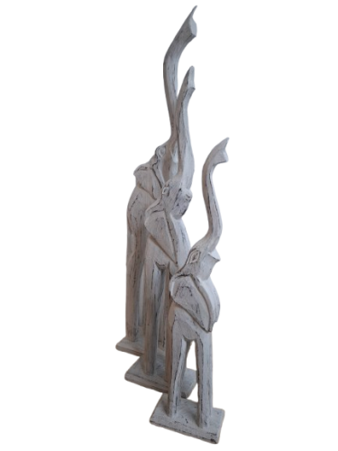 ZESTAW 3 DREWNIANYCH FIGUREK - SŁONIE 60/50/40CM
