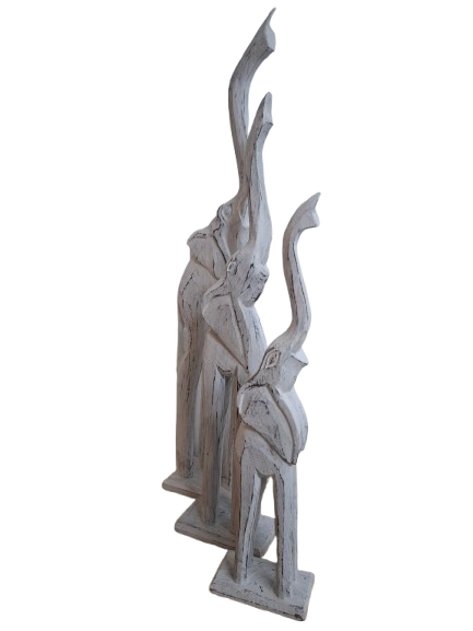 ZESTAW 3 DREWNIANYCH FIGUREK - SŁONIE 60/50/40CM