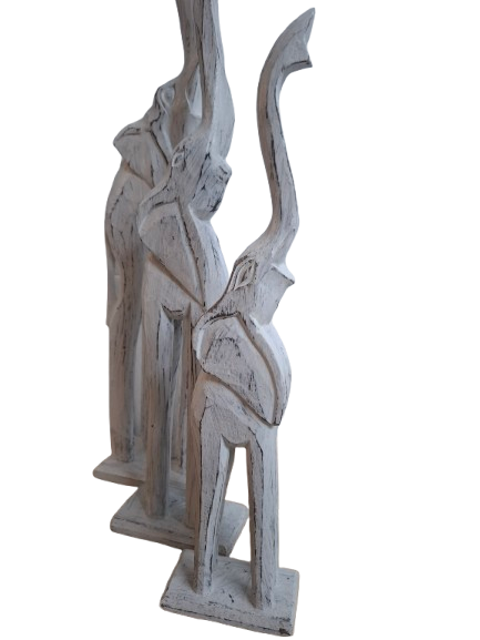 ZESTAW 3 DREWNIANYCH FIGUREK - SŁONIE 60/50/40CM