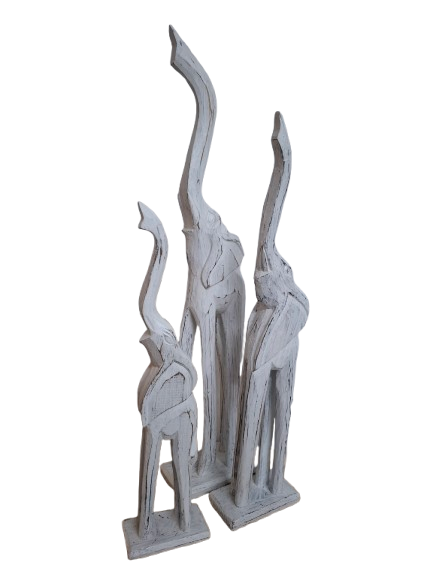 ZESTAW 3 DREWNIANYCH FIGUREK - SŁONIE 60/50/40CM