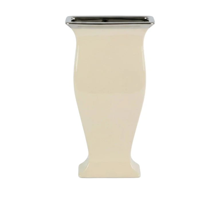 WAZON CERAMICZNY PUCHAR ECRU-SREBRNY 39CM