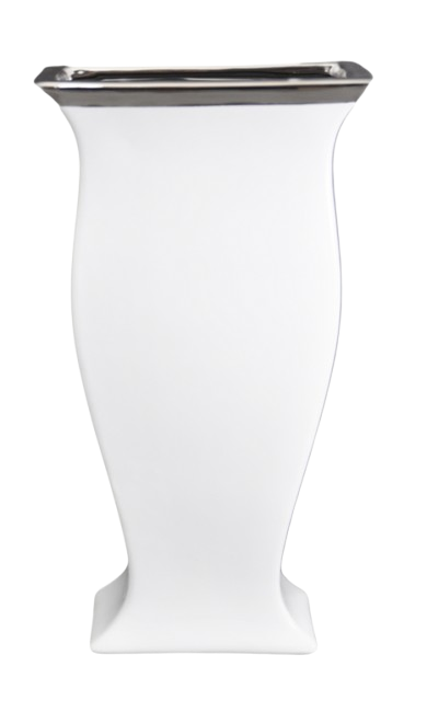 WAZON PUCHAR CERAMICZNY BIAŁO-SREBRNY 39CM