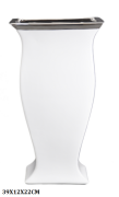 WAZON PUCHAR CERAMICZNY BIAŁO-SREBRNY 39CM