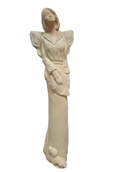 FIGURKA GIPSOWA ANIOŁ Z PIESKIEM 35CM