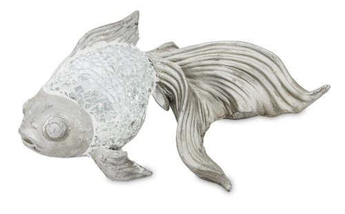 FIGURKA RYBA SREBRNA  12x21x11CM