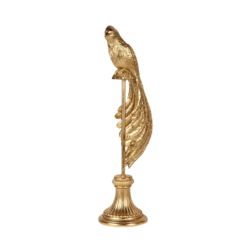 FIGURKA PAPUGA ZŁOTA NA POSTUMENCIE 49CM
