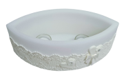 ŚWIECA LAMPION ŁEZKA 110/135/290 SERCE W KORONCE BIAŁY