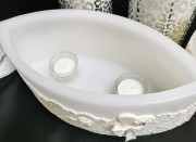ŚWIECA LAMPION ŁEZKA 110/135/290 SERCE W KORONCE BIAŁY wymienne t-lighty