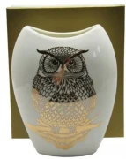 WAZON CERAMICZNY ZE ZŁOTĄ SOWĄ 20CM