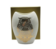 WAZON CERAMICZNY ZE ZŁOTĄ SOWĄ 20CM