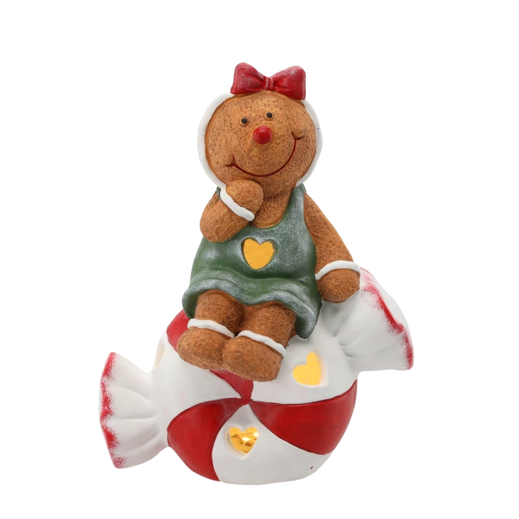 FIGURKA PIERNIKOWY LUDZIK NA biało-czerwonym CUKIERKU 26,5X15X35CM LED