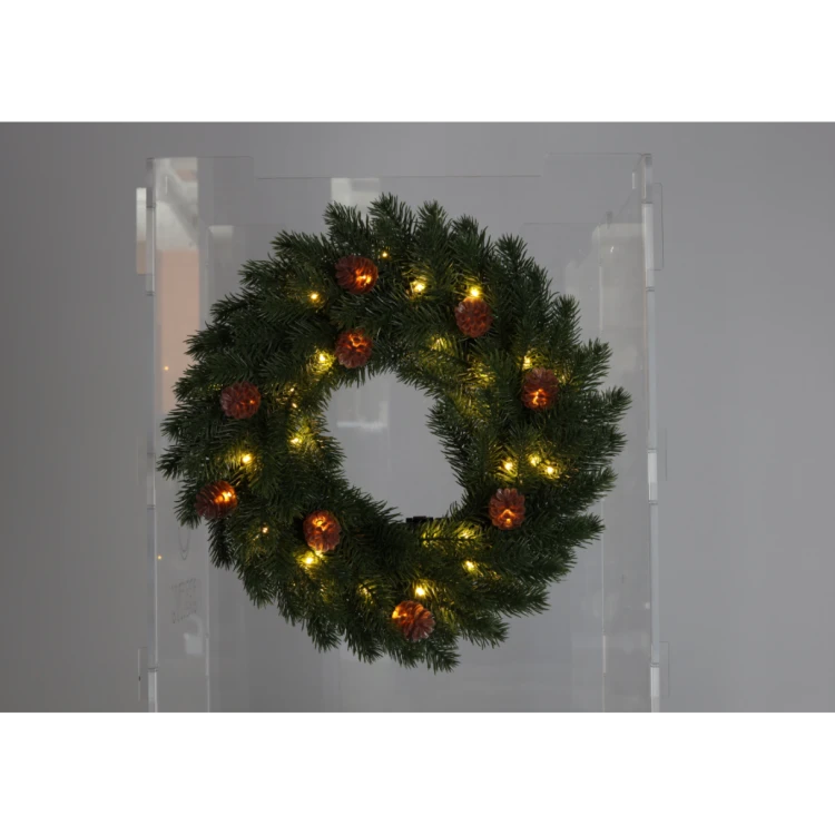 WIENIEC ŚWIĄTECZNY LED 40CM 40L ZIELONY Z SZYSZKAMI