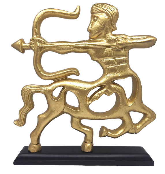 FIGURKA DEKORACYJNA STRZELEC ALUMINIUM PLUS DREWNO